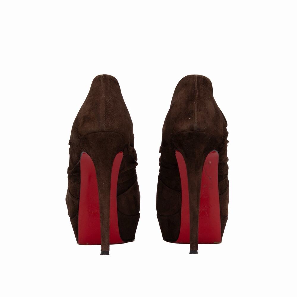 890$ Christian Louboutin Brown Suede Knotted Platform Pumps EU 39 US9 - Picture 10 of 13